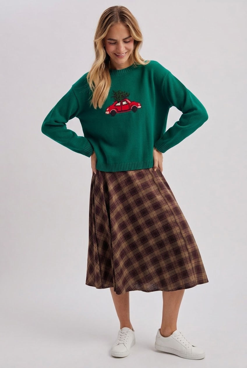 Christmas Tree Car Graphic Sweater