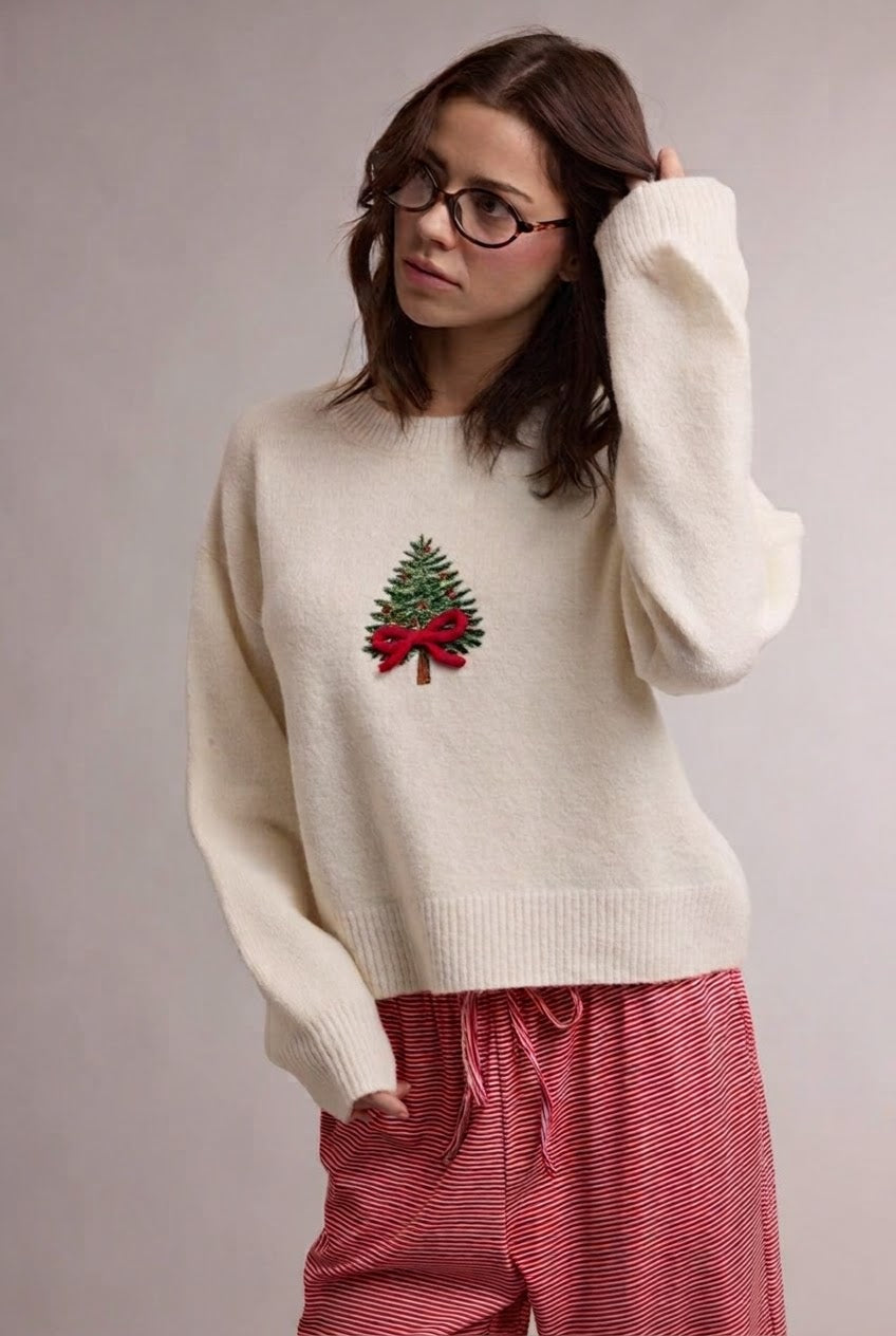 Bow Christmas Tree Graphic Sweater