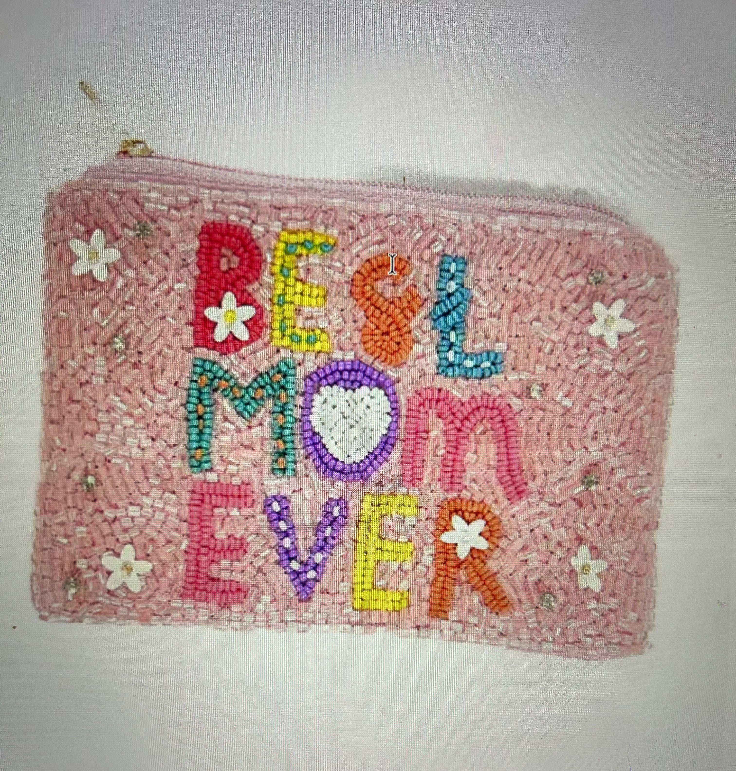 Best Mom Ever Beaded Coin Purse