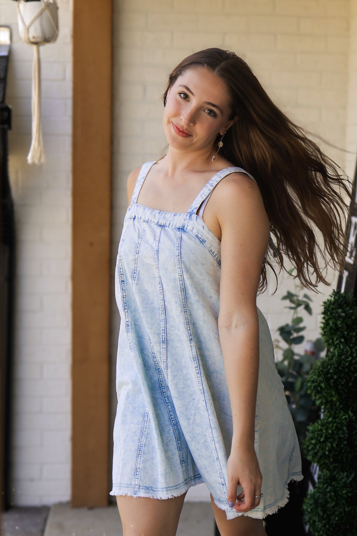 Washed Denim Mini Dress W/ Back Tie – Dani Quinn Boutique