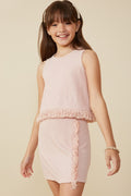 Girls Fringe Detail Textured Knit Tank