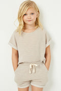 Girls Heathered Roll-cuff Knit Shorts