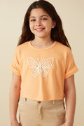 Girls Butterfly Embroidered Top