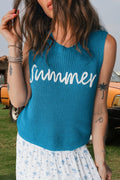 Summer Script Graphic Sleeveless Sweater Vest