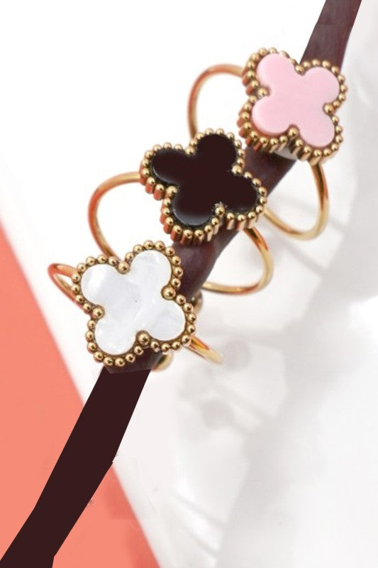 18k Stainless Steel Tarnish Free Clover Ring