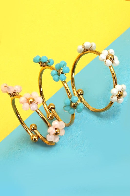 18k Stainless Steel Tarnish Free Flower Ring