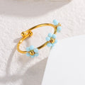 18k Stainless Steel Tarnish Free Flower Ring