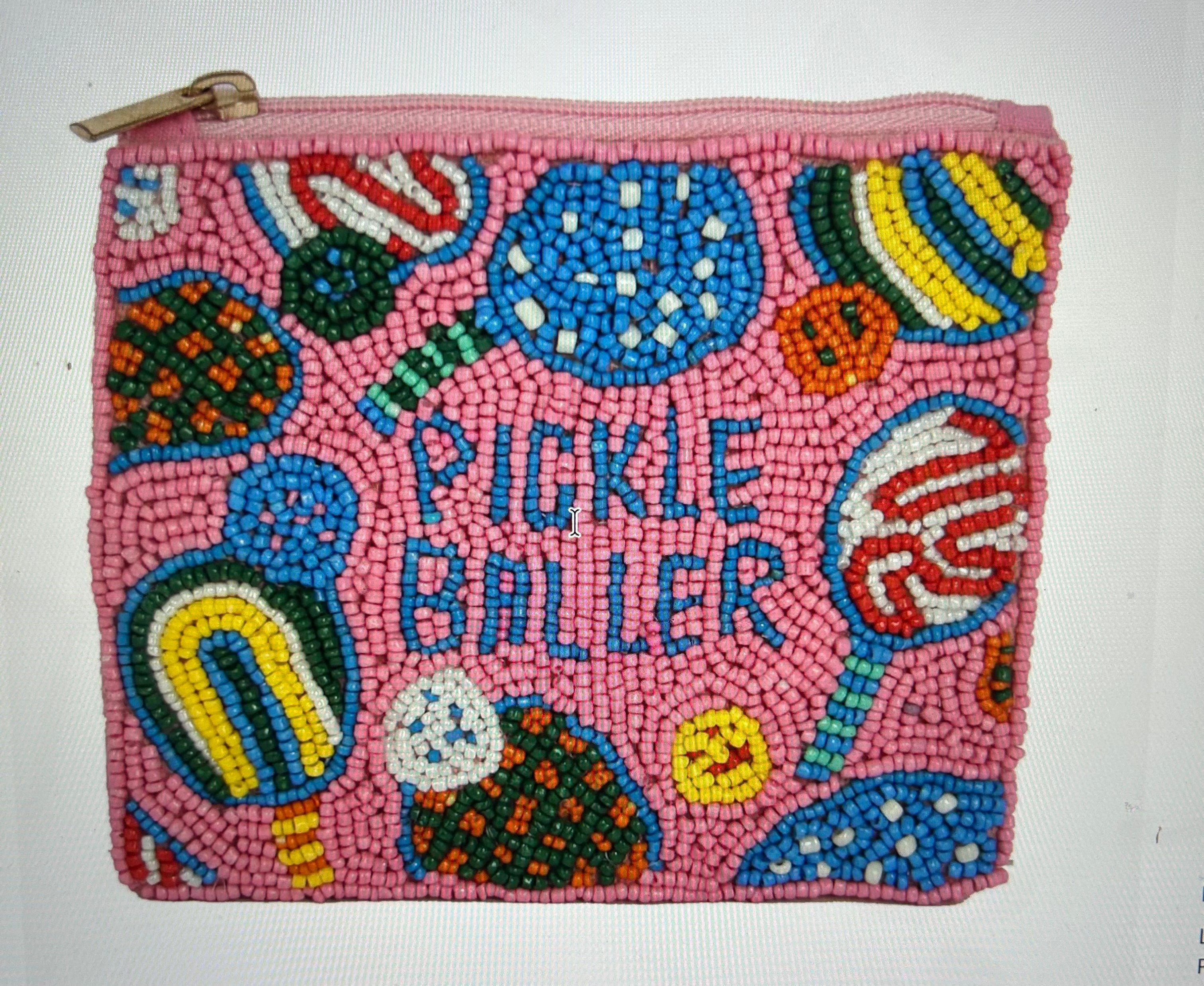 Pickleball Beaded Coin Purse