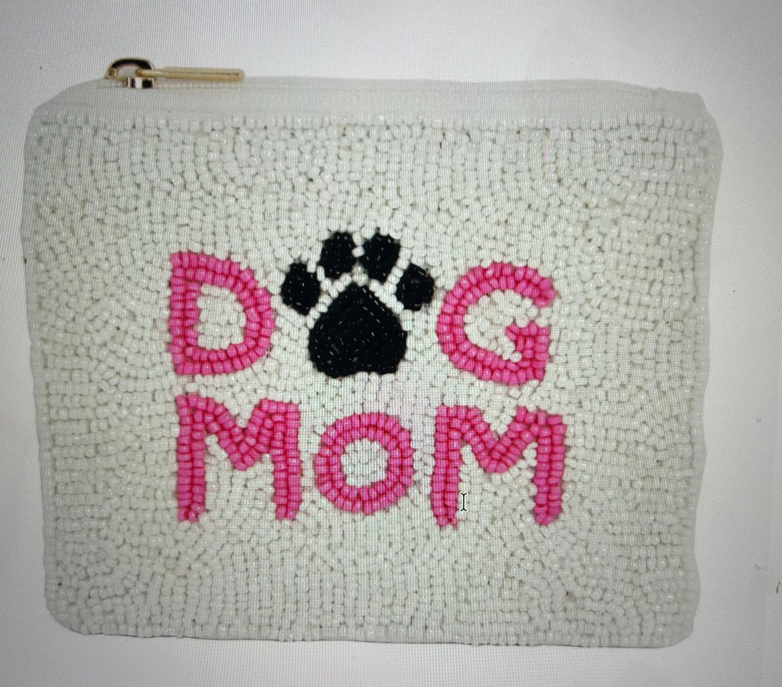 Dog Mom Beaded Coin Purse