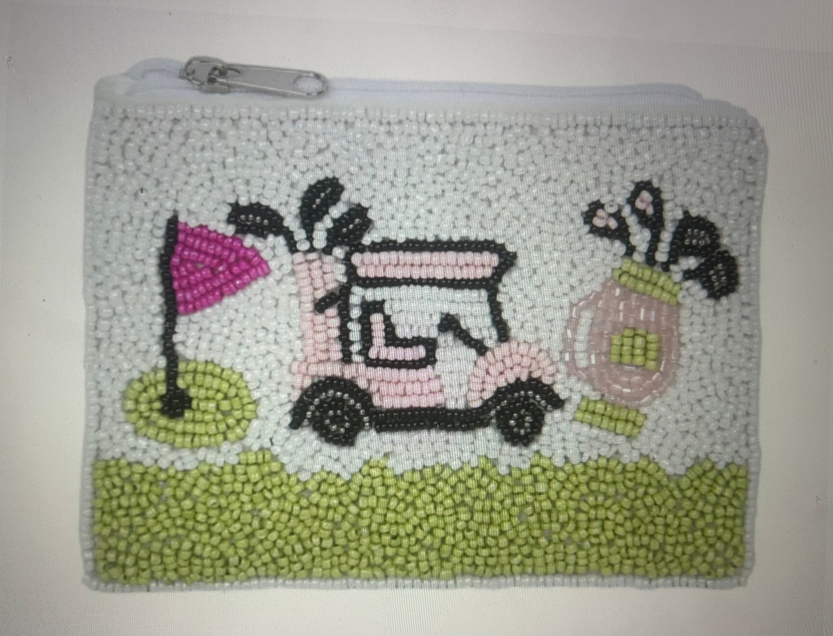 Golf Themed Beaded Coin Purse