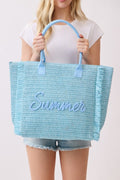 Straw Fringe Summer Beach Tote Bag