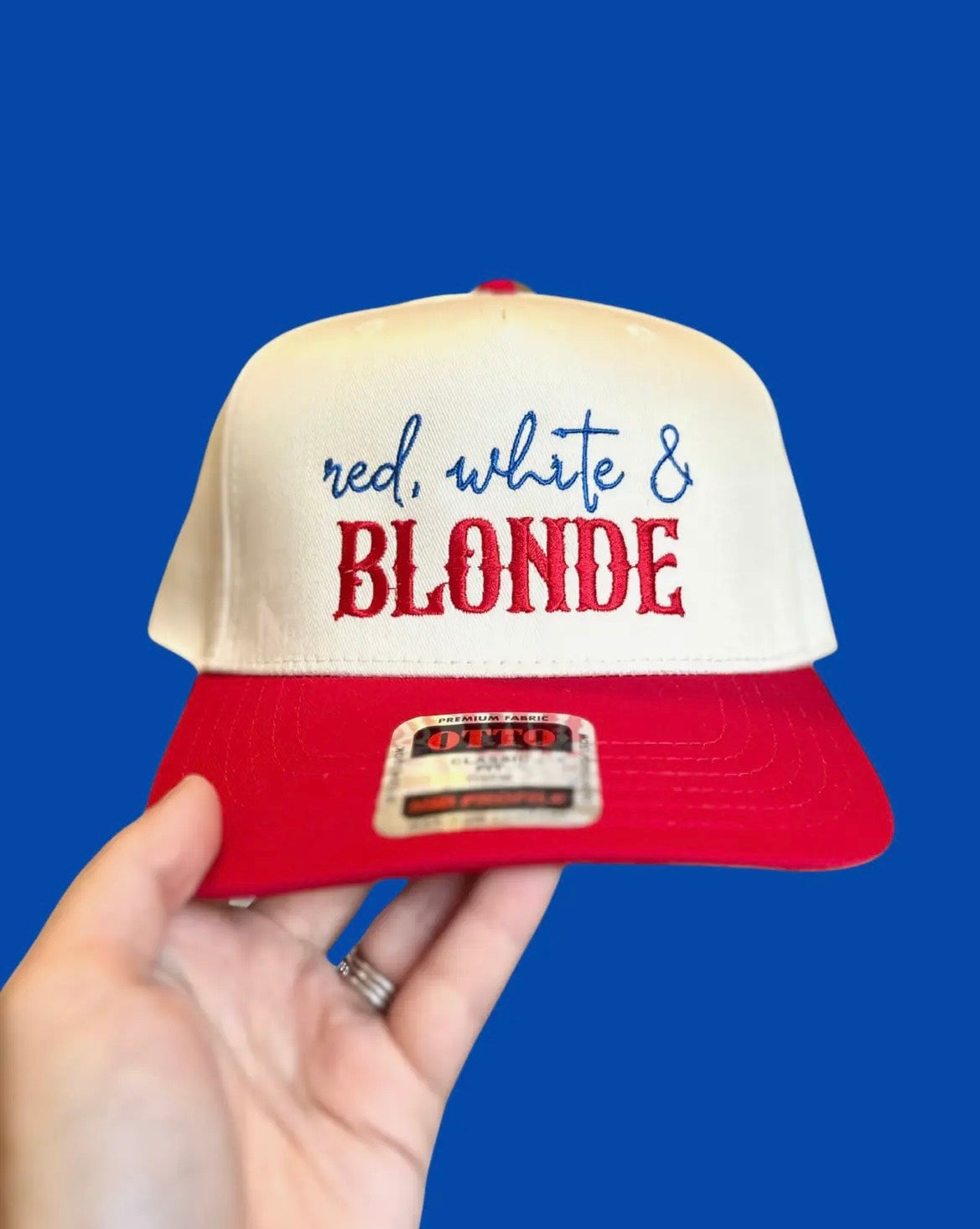 Red White Blonde Hat
