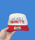 Red White Brunette Hat