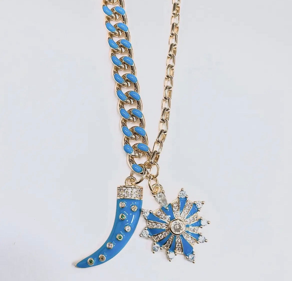 Chunky Blue Heart Necklace