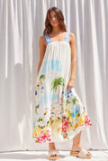 Santorini Printed Tie Back Midi Dress