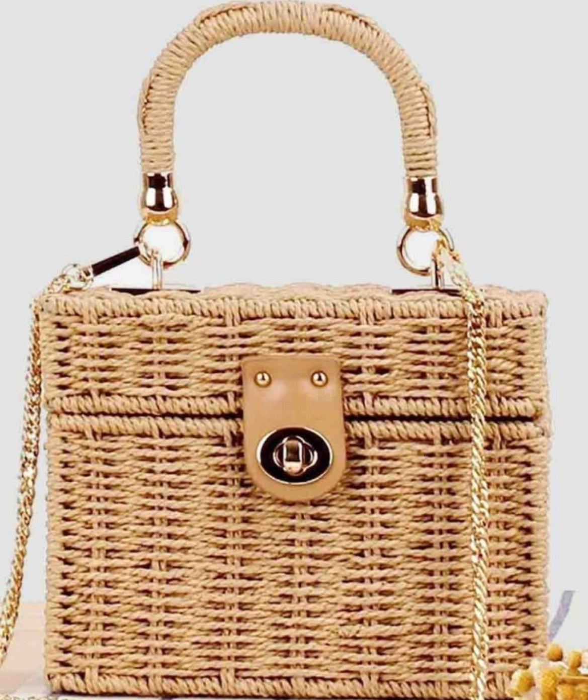Rectangle Rattan Straw Bag