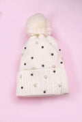 Sequin Faux Fur Pom Pom Beanie