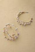 Pearl Hoop Earrings Triple Row