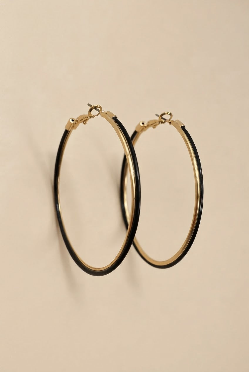 Oversized Black/Gold Hoops