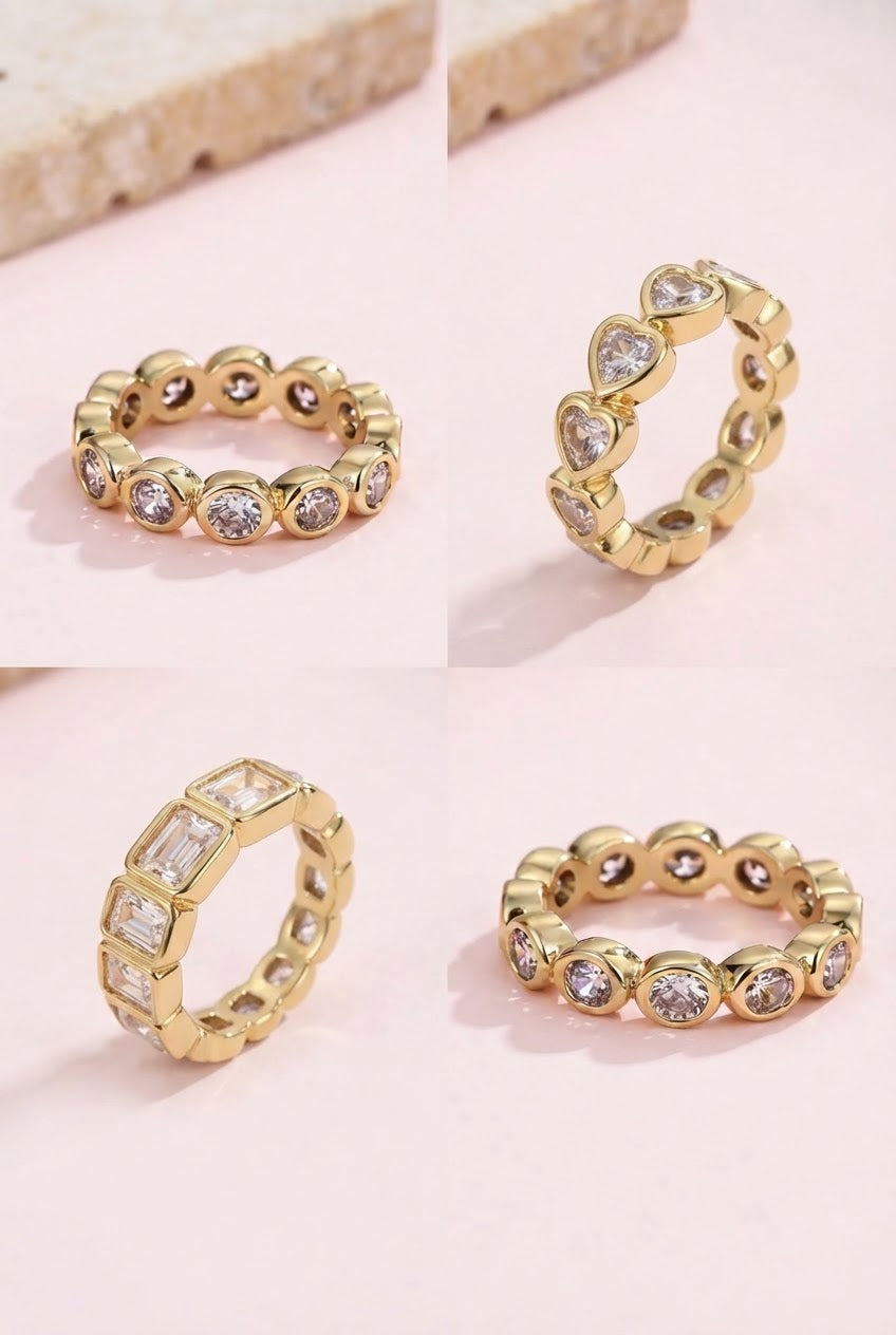 Gold Rhinestone Ring Stack