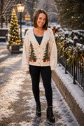 Christmas Tree Embroidered Cardigan