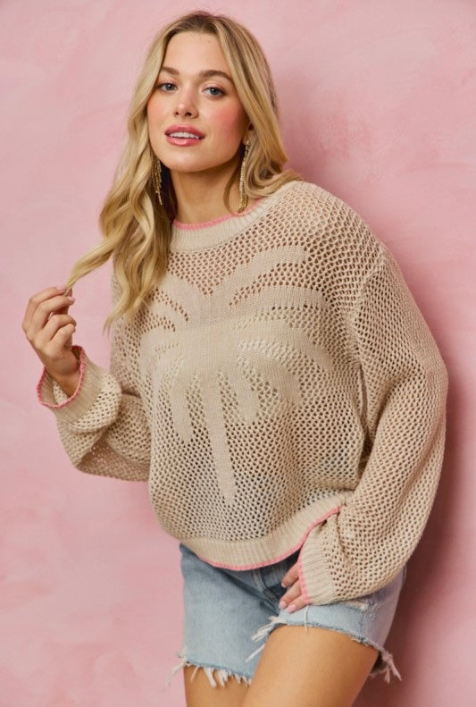 Palm Tree Open Knit Top