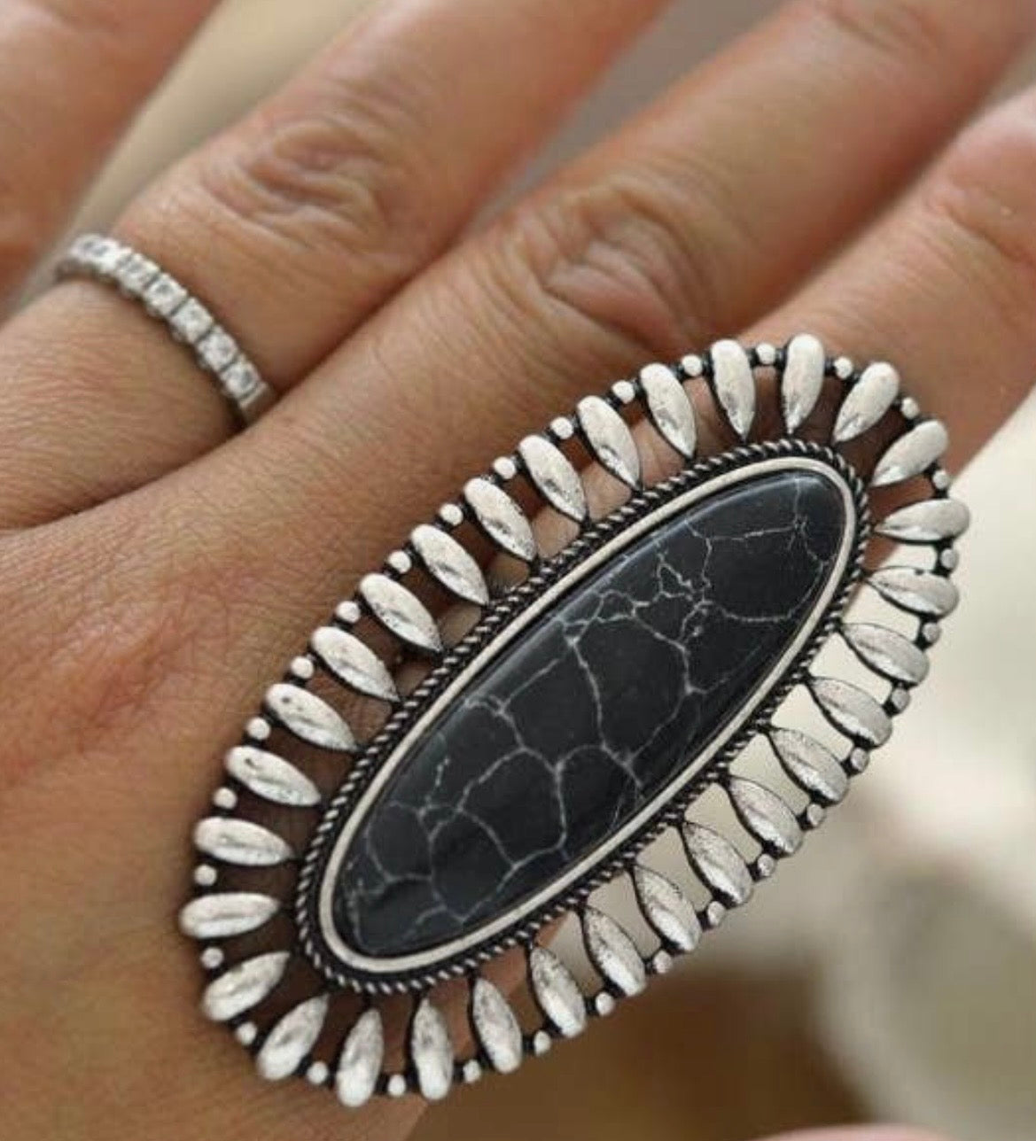 Oversized Western Stone Ring
