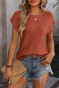 Pocket Detail Round Neck Knit Sweater Vest Top