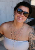 Multi Stone Cross Lariat Layer Necklace