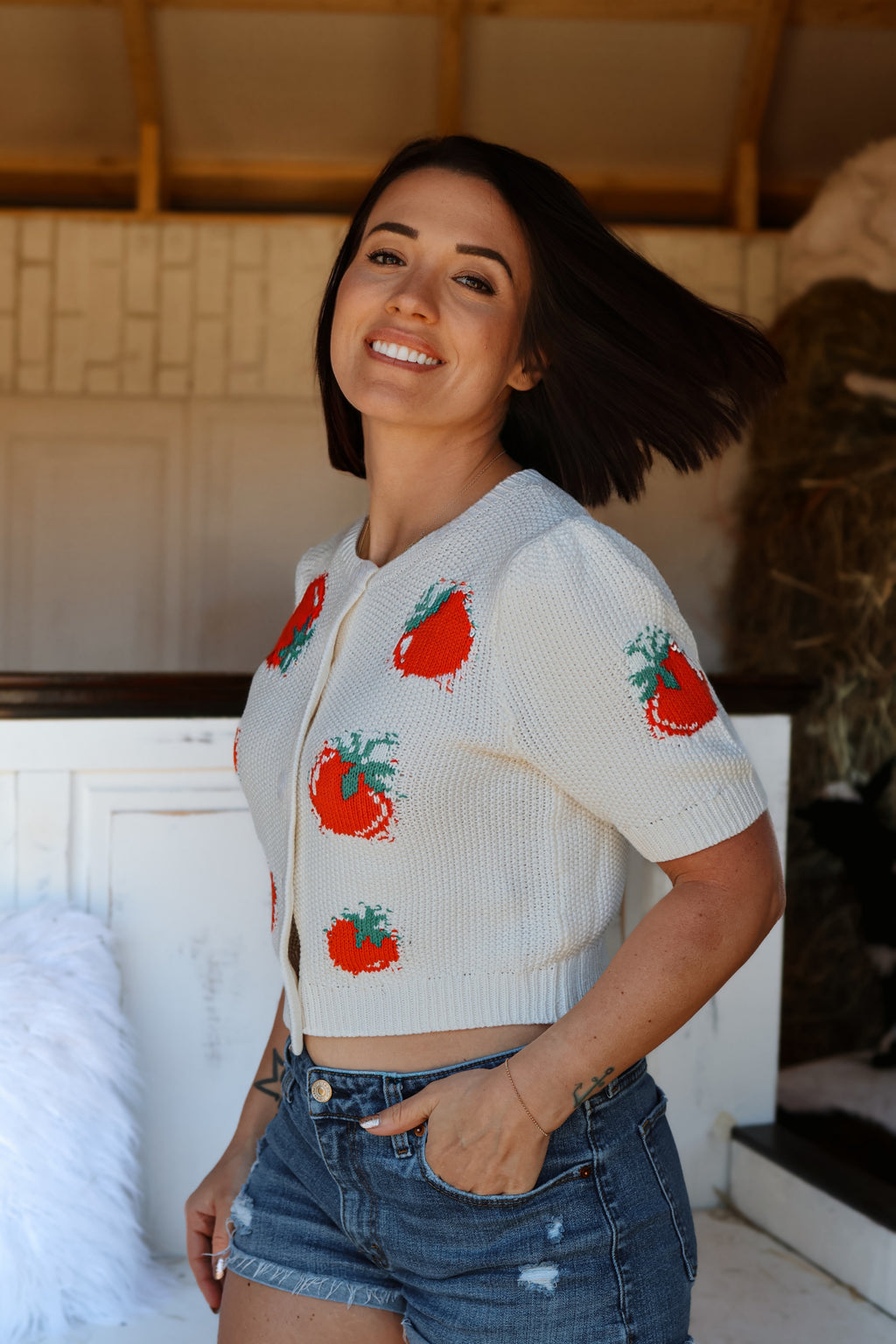 Tomato Motif Cardigan