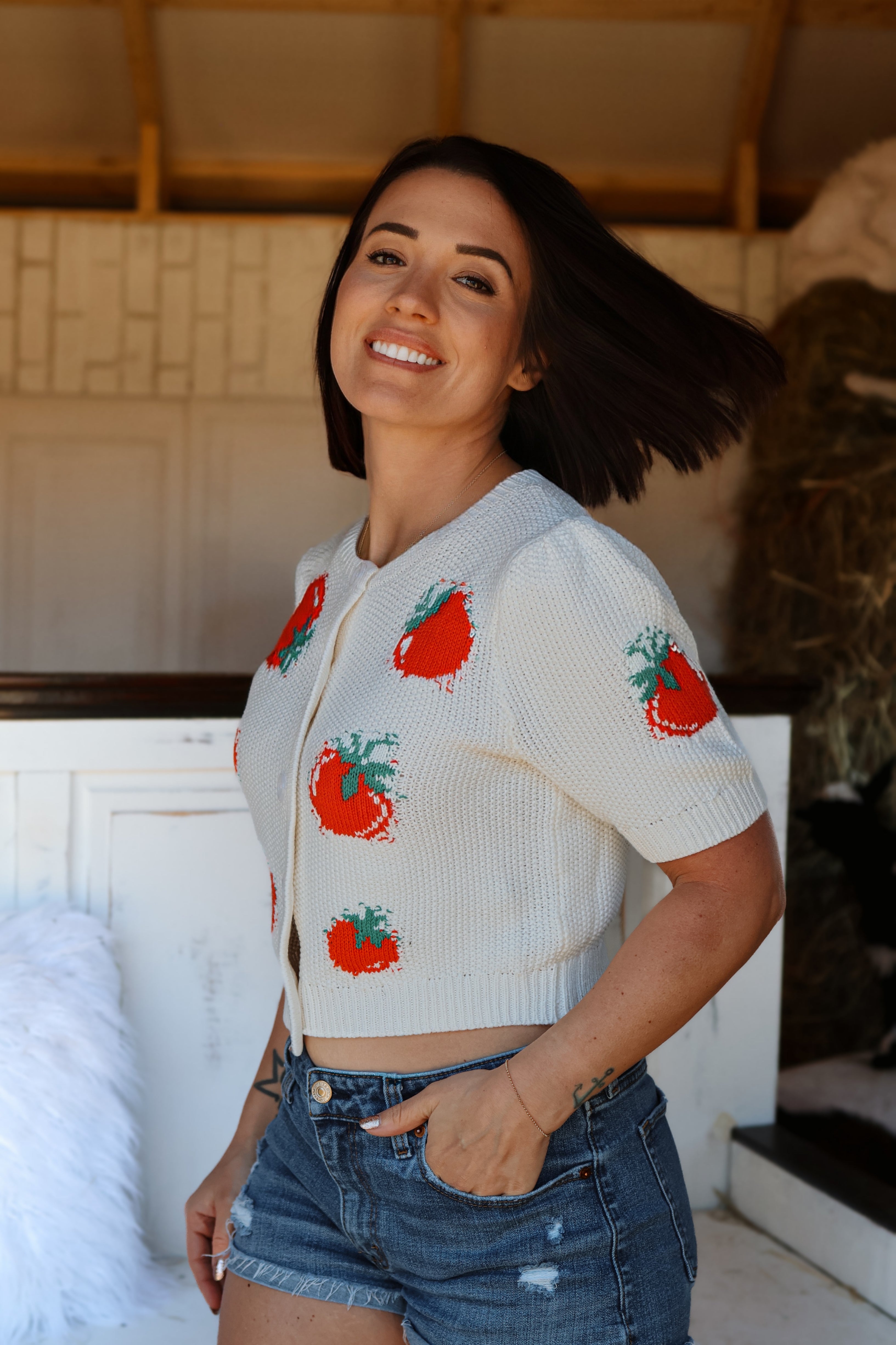 Tomato Motif Cardigan